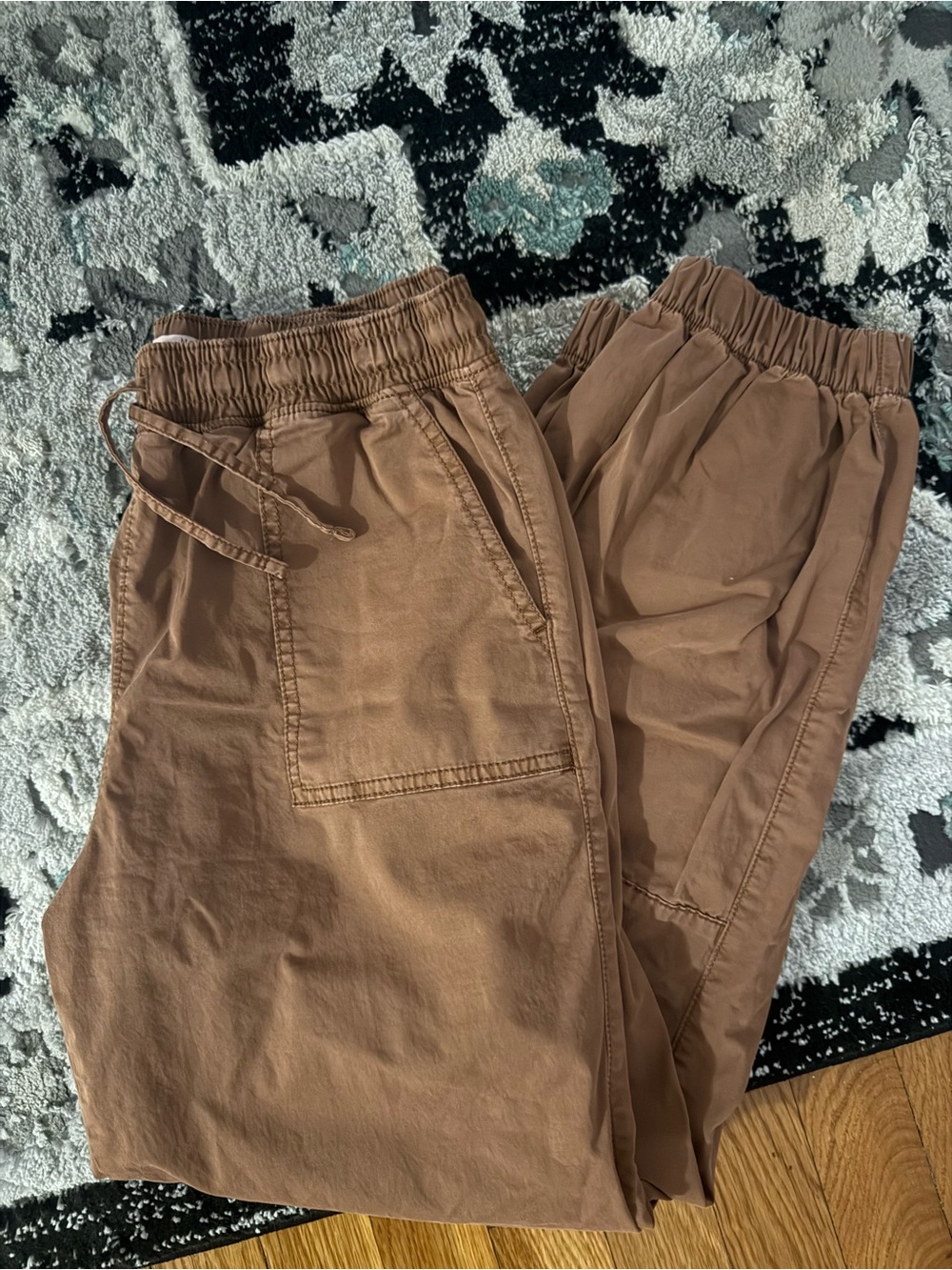 Women's Burnt Orange Elastic-Waist Cargo Jogger Pants